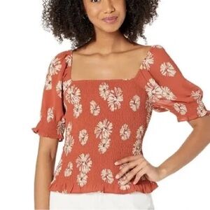 MADEWELL Puff Sleeve Floral Blouse XS